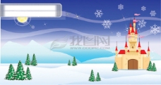 冬天雪景郊外矢量素材矢量冬天矢量风景韩国风景圣诞雪地雪花