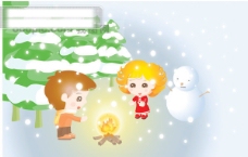 圣诞风景郊外矢量素材矢量冬天矢量风景韩国风景圣诞雪地雪花新年