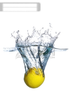 动感水果坠入水中的柠檬图片素材300dpi柠檬水花水果动感瞬间高清图片创意图片