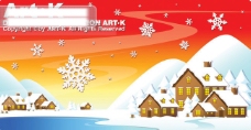 冬天雪景郊外矢量素材矢量冬天矢量风景韩国风景圣诞雪地雪花新年