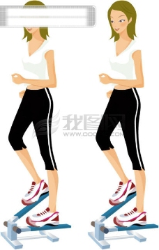 运动瘦身矢量运动素材可爱女孩运动健身瘦身
