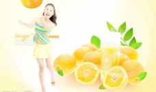 橙汁海报水果美人图片