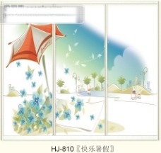 童话风格快乐暑假玻璃移门图片大全编号HJ810