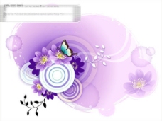 形与色花纹时尚花纹与蝴蝶插画矢量素材矢量时尚花纹精美蝴蝶紫色花朵圆形线条墨迹花蕊