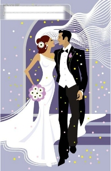 礼结结婚矢量图婚纱礼服紫色拱门