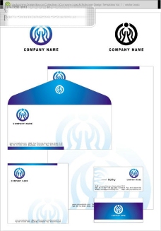 商业VI模板VI信封名片信纸ai蓝设计商业矢量名片模板标志设计