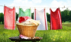 洗衣晾衣图片